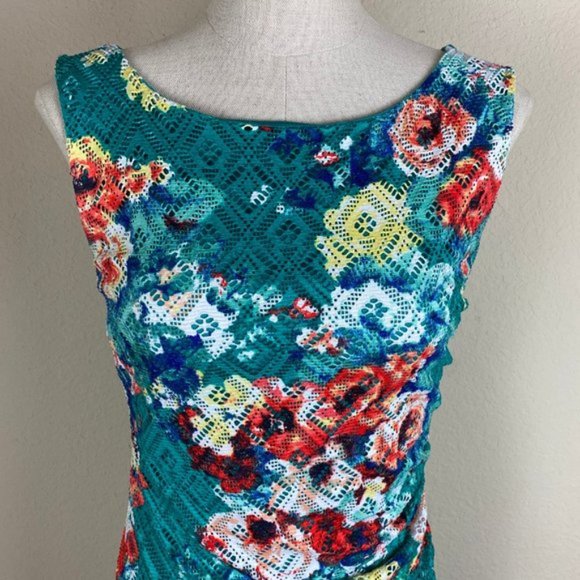 Bisou Bisou Knee Length Floral Sleeveless Dress - Picture 4 of 4